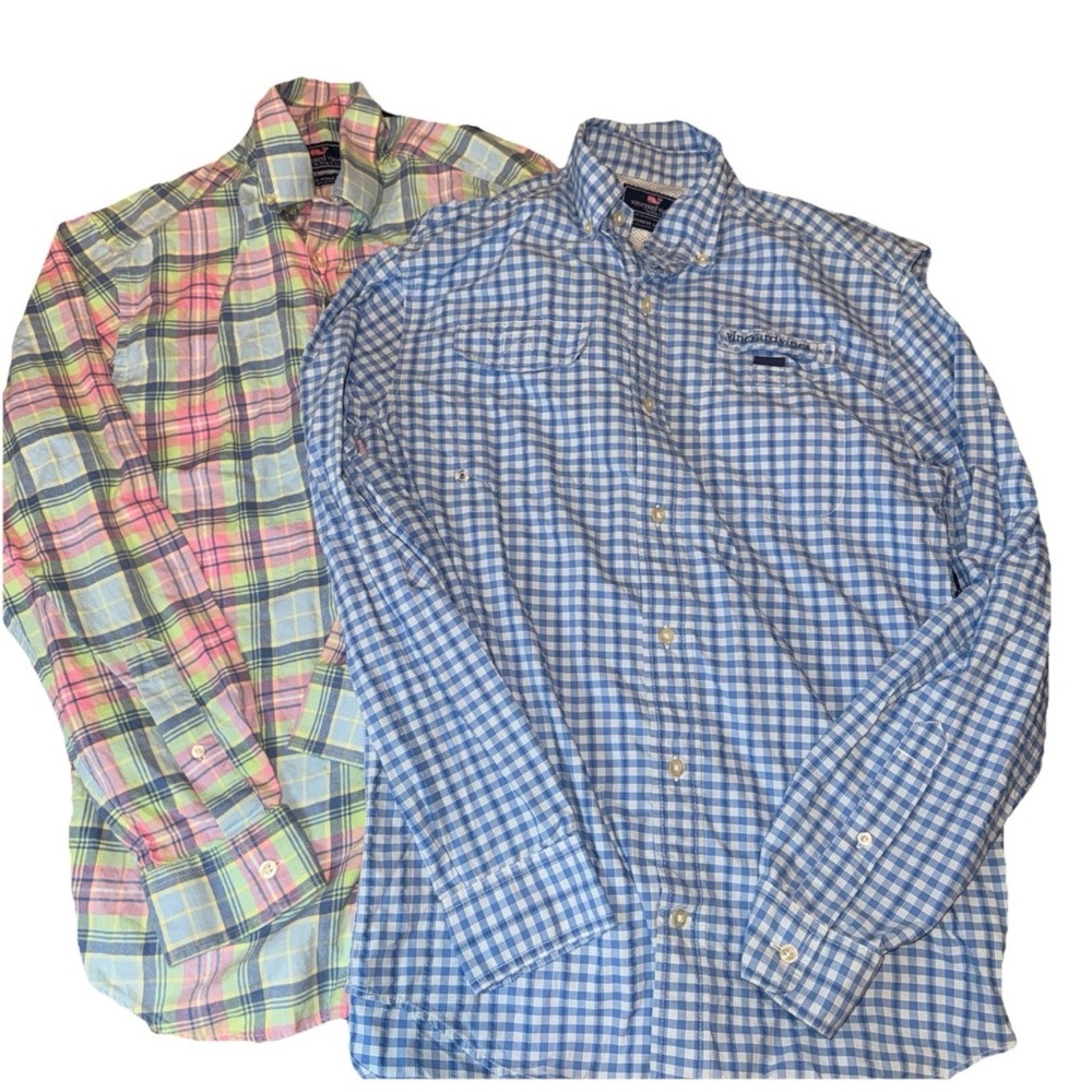 Vineyard Vines Shirt Lot S Blue Pink Harbor Whale 2 Button